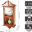 AYRELY 25IN Grandfather Vintage Wall Clock with Pendulum and Chime, Hour/Quarter-Hour Chime, Rubberwood Frame, Large Vintage Wall Clock for Living Room,Home Decor Gift