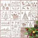 Christmas Stencils for Crafts Reusable Christmas Holiday Window Snow Stencil for Painting on Wood Glass Wall Furniture DIY Ornament Door Hanger Sign (crafts16)