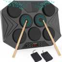 ROCKSOCKI Electronic Tabletop Drum Set, Portable Digital Drum Kit 7 Velocity Sensitivity Drum Pads, LED Music Level Light, USB-MIDI Mac & PC Support, Ideal Gift for Adult and Beginners