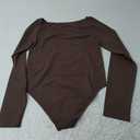 OQQ Bodysuits for Women Boatneck Long Sleeve Basic Stretch Classic-Fit Tops Sexy Bodysuit M