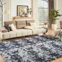 14' x 10' Shag Rug for Living Room, Tie-Dyed Dark Grey, Soft Area Rugs for Bedroom, Large Fluffy Shaggy Carpets