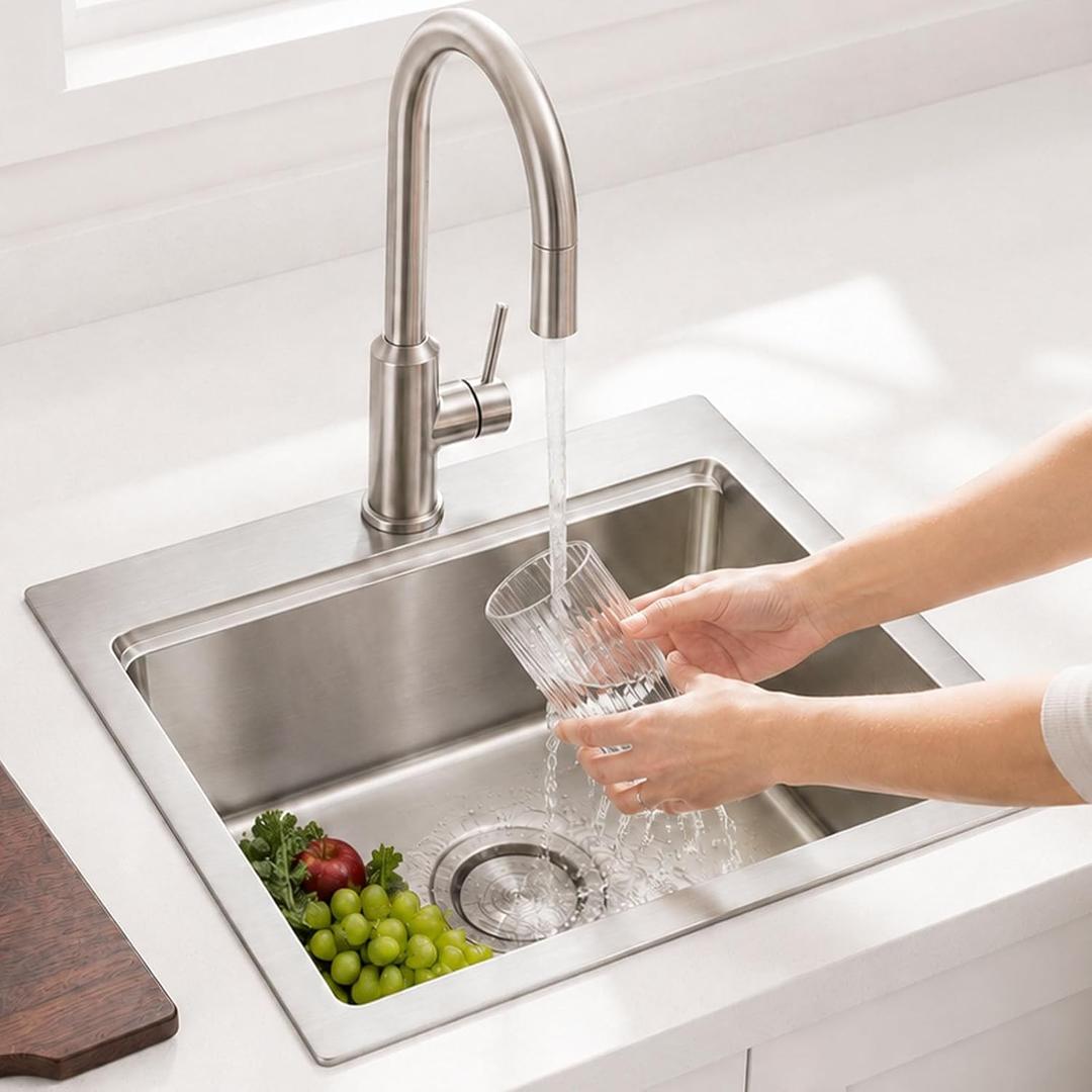 15x13 Inch Drop in Bar Sink, Upgraded Thickened SUS304 Stainless Steel Kitchen Sink, Brushed Finish Anti-Scratch Basin Complete with Cutting Board and Drain Assembly for Small Home Wet Bar