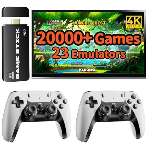 FCHOZY 2026 Upgraded Retro Gaming Console, Nostalgia Game Stick Pro, Classic Video Games with 4K HDMI, 20,000+ Games and 23 Emulators, Upgraded Dual 2.4G Wireless Controllers 64GB