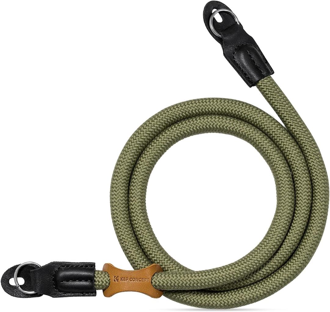 K&F CONCEPT Camera Neck Strap,100cm Nylon Rope Camera Shoulder Strap with O-ring for DSLR Camera-Green