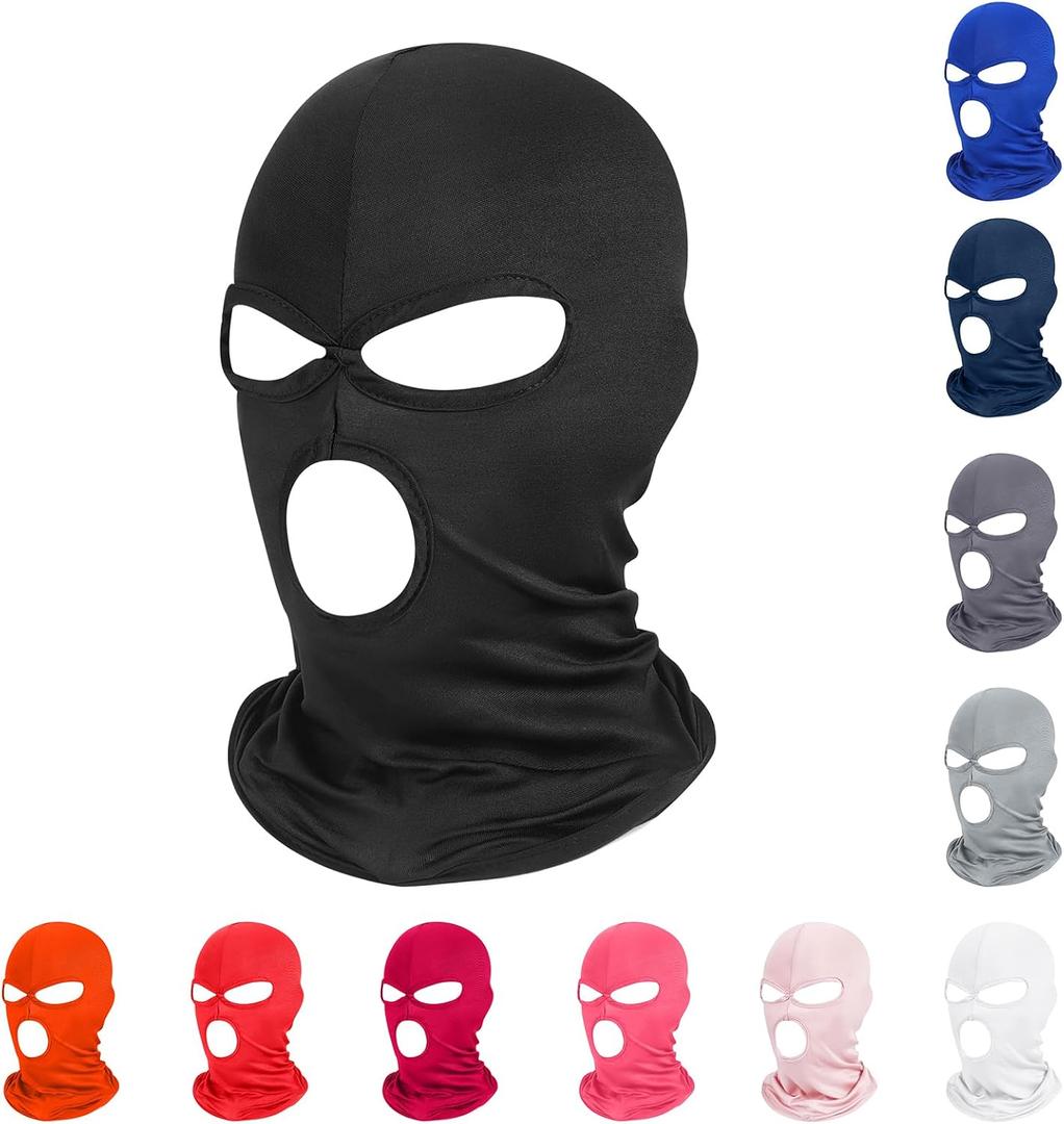 Pukavt 3 Hole Balaclava Ski Mask for Men Women, Thin Full Face Mask for Motorcycle Bike Hunting Cycling Skiing Cap (Black)