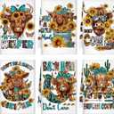 TecUnite 6 Pcs Highland Cow Kitchen Towels Set Funny Highland Cattle Tea Towels Absorbent Sunflower Dish Towels Western Farm Cattle Hand Towel for Cleaning Drying Women Mom Housewarming Gifts Decor (Charming Color)