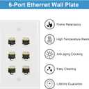 iwillink 10Gbps Ethernet Wall Plate Cat6A, 6-Port Keystone Wall Plates with Cat 6A Shielded Coupler and Bracket, Female to Female Cat6a Wall Plate, 1 Pack