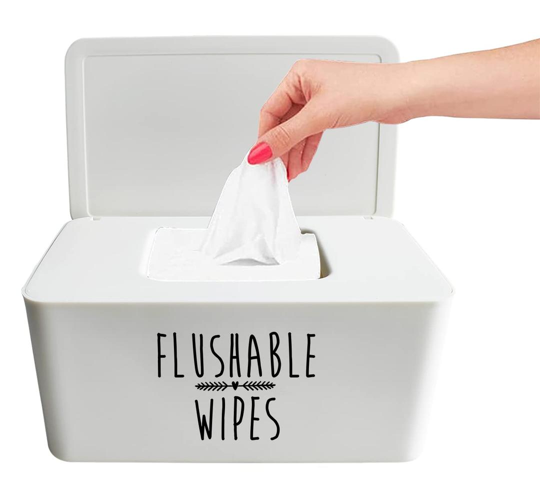 Moorfowl Baby Wipes Dispenser for Bathroom, Upgrade Size(8.2L x 4.9W x 3.9H inches), Flushable Toilet Wipes Holder Container for Restroom