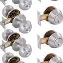 (4 Pack) All Keyed Identical Deadbolt Door knob Single Cylinder Deadbolt Lock Combo Set, Classic Satin Nickel Exterior Door Knobs with Deadbolt Entrance and Front Door Lock
