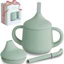 Moonkie Silicone Baby Sippy Cups | 3 Stages Training Cup Straw Cup for Infants Toddlers and Kid | 4 oz 1Pack