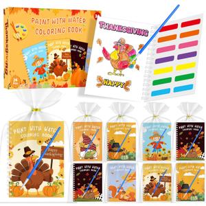 24 Pack Water Coloring Books Thanksgiving Party Favors, Mini Coloring Books Bulk for Kids Goodie Bag Stuffers Students Classroom Prizes Fall Festival Thanksgiving Crafts Toys Gifts