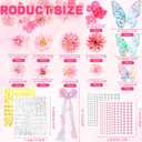 35 Pcs Graduation Cap Decorations Kits DIY Pink Faux Flower Heads 3D Butterfly Bow Ornament Adhesive Rhinestones Glitter Alphabet Letter Number Sticker for Grad Cap Topper Graduation Party DIY Crafts