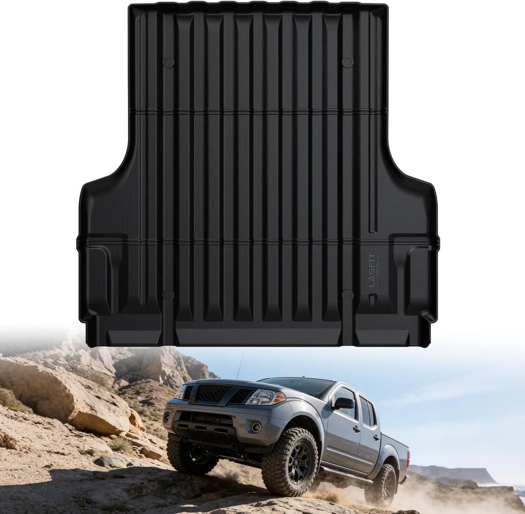 LASFIT Bed Mat for Nissan Frontier 2005-2021 5FT/59.2 Inches(Not Fit 6FT), All Weather TPE Custom Fit Truck Bed Mat Pickup Bed Liner, Black