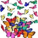 Ysleen 12 Set Monarch Butterfly Crafts Decoration Feather Butterflies Picks for Arrangements Garland Spring Floral Flower Stick Wire Artificial Fake DIY Art Crafts Supplies, (4 x 2.4 Inch, Bright Color)