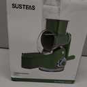 SUSTEAS Rotary Cheese Grater with Handle,Vegetable Slicer with 6 Interchangeable Blades, Reinforced Suction,Easy to Clean,Kitchen Chopper for Crushed Ice,Fruits and Nuts with Blade Storage Case,Green