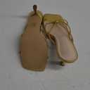 Goderci Kitten Strappy Heels for Women Knotted Square Open Toe Slip On Mule Heels Mid Heeled Sandals 10