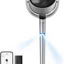 DREO Smart Fan for Bedroom, Position-based Oscillation, 150+120 3D Oscillating Fan, 110ft Pedestal Fans with Wi-Fi/Voice/Remote, Standing Fans Work with Alexa/Google, 9 Speeds, 6 Modes, 25dB, Silver, 42 inches