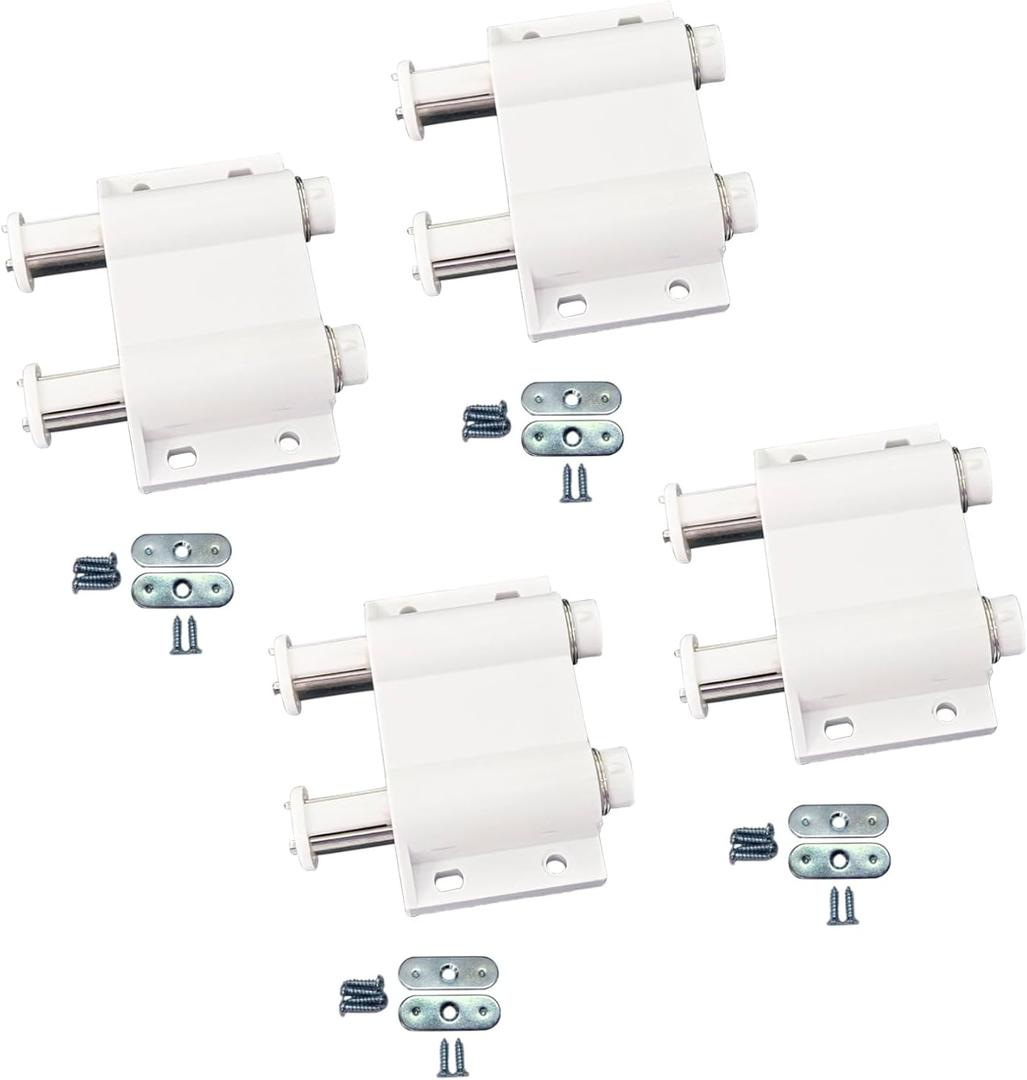 QCAA Magnetic Touch Latch for Cabinet, Push to Open, Double Barrel, White, 4 Pack, Made in Taiwan