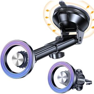 Coolpow for MagSafe Car MountWindshield+Vent+DashMagnetic Phone Holder for Car Phone Holder Mount Cell Phone Holders for Your Car Accessories Suction Cup Truck Stand Vehicles Dash Kits for iPhone 17 (Multi-color)