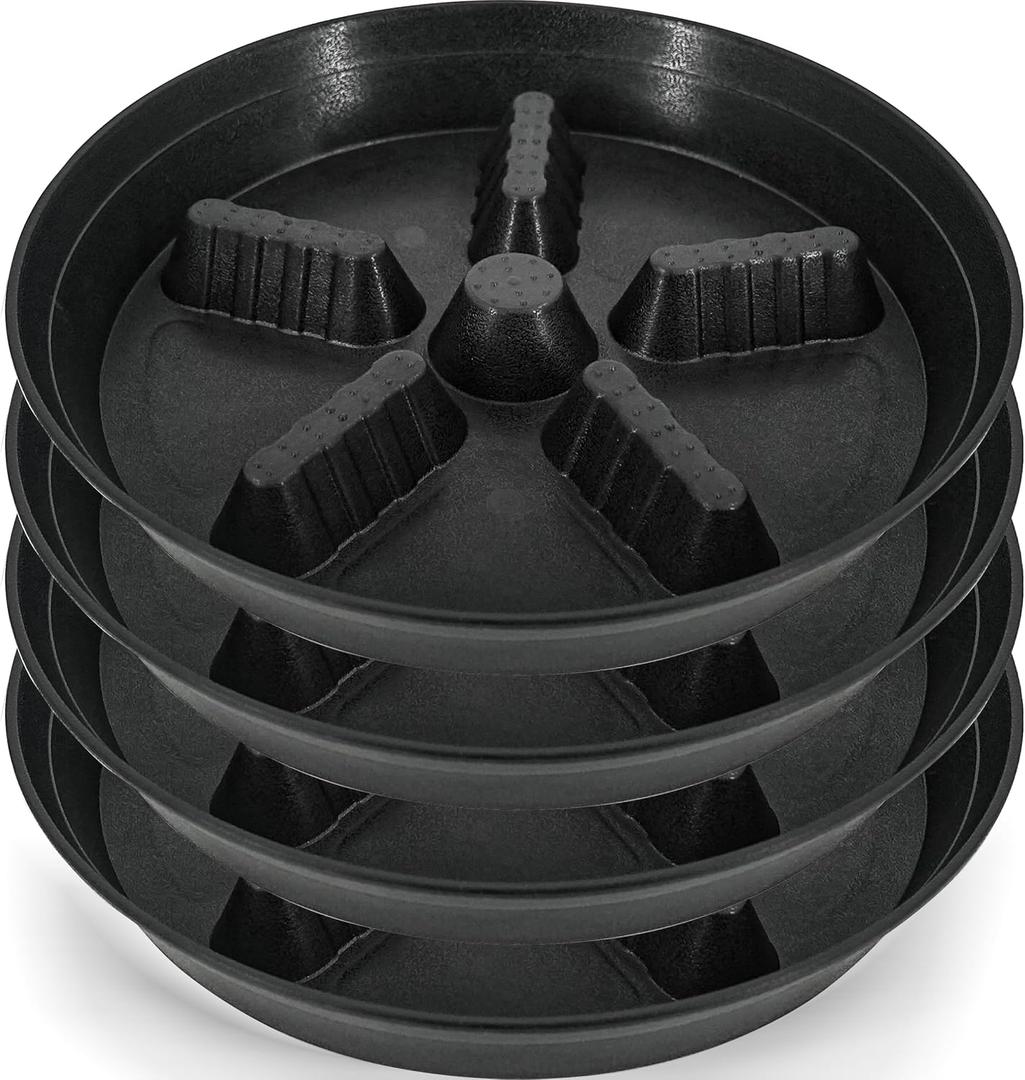 4 Pack Plant Saucer 12 inch, 8 10 14 17 inch, Plant Stand Plastic Plant Saucers for Indoors Outdoor, Heavy Duty Flower Saucers for Potted Plants, Pot Saucers for Plants, Grow Bags Saucers
