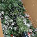 9 FT Artificial Christmas Tree Hinged with 650 Warm LED Lights & 309 Red Berries, CM24431US