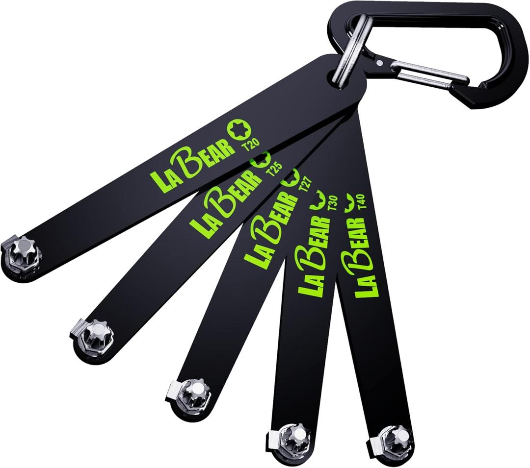 LABEAR- Low profile torx set, Low profile torx, TORX 5-Piece Ultra Low Profile Offset Screwdriver Set, Star, 90 Degree Straight Slim Plate For Tight Area, T20, T25, T27, T30 & T40, EDC Screwdriver