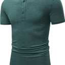 JMIERR Men's Casual Henley Shirts Short Sleeve Basic Button Muscle Longline T-Shirt Gym Workout Athletic Tee (Green, L)