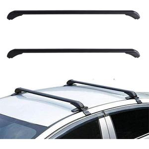munirater Universal 43.3 inch Black Roof Rack Cross Bar Top Luggage Aluminum Carrier Adjustable Window Frame 2Pcs