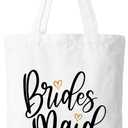 Bridesmaid Tote Bag, Wedding Party Gift with 'Bridesmaid' Print, Cute Canvas Shopper for Bridal Squad, Reusable Essentials Bag for Bachelorette Parties & Wedding Day. (069)