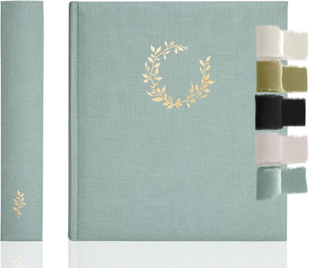 Premium Scrapbook Album  Photo Album with Writing Space  100 Pages for Multiple Sizes 4x6, 5x7, 6x8, 8x10  Holds 500 Photos  Wedding, Baby, Travel & Family Memories (Large, Powder Blue)