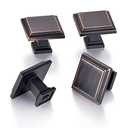 Square Knobs - 10 Pack / 1.3 Inch, Oil Rubbed Bronze Cabinet Pulls Vintage for Furniture Knobs and Drawer Pulls, Kitchen, Bathroom Vanity Hardware