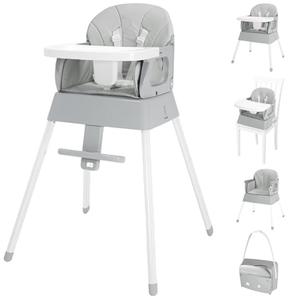 5 in 1 Foldable Baby High Chair,Convertible Highchair for Babies and Toddlers-Portable Infant Booster Seat,Carry Small Box,Dining Chair,Toddler High Chair with 5-Point Harness,Removable Tray-Grey