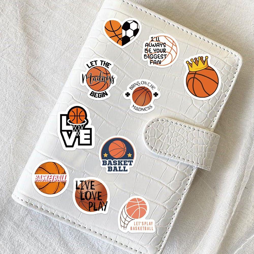 500PCS Basketball Stickers Roll,10 Styles Sports Balls Self-Adhesive Envelope Seals Stickers - Waterproof Decals for Bottles, Laptops, journals,Luggage, Snowboards, Guitars, Scrapbooks, Phones