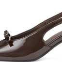 Mattiventon Slingback Heels for Women Kitten Heels Bow Ankle Strap Pointed Toe Heel Sexy Wedding Dress Party Pumps (7.5, Chocolate)