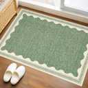 GarveeHome Scalloped Door Mat Indoor Rugs for Entryway Small Rug 2x3 Washable Non-Slip Solid Sage Green Modern Soft Low-Pile Throw Carpet for Bedroom Kitchen Bathroom Entrance