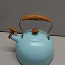 2.6 Quart Tea Kettle Stovetop Whistling for Stove Top, Food Grade Stainless Steel Tea Kettles with Cool Wood Pattern Handle, Blue