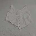 Women Summer Tie Front Tank Tops Y2k Lace Trim Flowy Peplum Cami Shirts Boho Chiffon Ruffle Sleeveless Vest Blouses (Large, White)