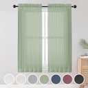 OWENIE Sheer Curtains, Sage Green Sheer Curtains 63 inch Length 2 Panels Set, Rod Pocket Voile Fimly Sheer Drapes for Living Room/Bedroom, 2pcs, Each 42" W x 63" L