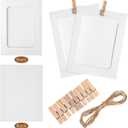 20 Pcs Paper Photo Frames, 4x6 Inch White Picture Display Holders, Hanging Photo Display Banner, Cardboard Picture Frames with String and Clips for Home, Office, Wedding, and Party Decor