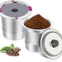 Reusable K Cups, Universal stainless steel Reusable Coffee Pods, Refillable Single K Cups for K 2.0 and 1.0 Coffee Makers (PACK)