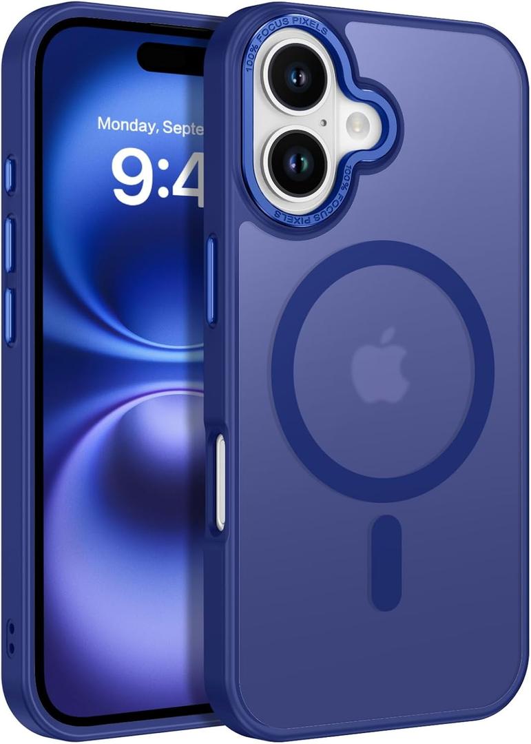 BENTOBEN Compatible with iPhone 16 Plus Case for Magnetic iPhone 16 Plus Phone Case [Compatible with Magsafe] Slim Translucent Matte Shockproof Bumper Drop Protection Girl Women Boy Cover, New Blue
