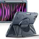 Dexnor Case for iPad Pro 11 inch 4th/3rd/2nd/1st Gen Extra-Wide Stand
Rugged Protective Case, 360° Rotating Hand Strap, Screen Protector, Pencil Holder, Shockproof Full-body Cover, Blue