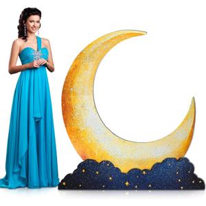 Leinuosen 5 Ft Moon Starry Night Party Decorations Crescent Moon Cardboard Stand up Cutout Large Life Size Twinkle Little Backdrop Prom Party Photo Prop Standup for Movie Night Birthday Homecomings