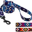 CollarDirect Aztec Dog Leash Nylon Tribal Pattern Cat Pet Leashes for Small Medium Large Dogs Puppy Lead 5 FT Long for Walking