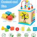 WOODMAM Wooden 7-in-1 Activity Cube, Montessori Toys for 1 Year Old Toddlers, Baby Educational Developmental Toys, One Year Old Boys Girls First Birthday Gifts with Bonus Sorting & Stacking Board