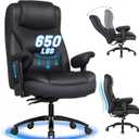 Big and Tall Office Desk Chair with 5-Position Armrests, 650 LBS Heavy Duty Executive Office Chair Comfy, Extra Wide Seat, High Back Computer Chair with Lumbar Support, Reclining Tilt Lock (Black)