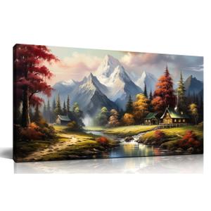 Prepeyssee Mountain Wall Art Large Landscape Lake Wall Art for Living Room Bedroom Office Home Decor Modern Farmhouse Artwork 20x40 Inch