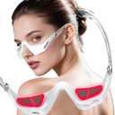 Under Eye Red Light Therapy Glasses with Microcurrent  7-Color Light Eye Massager for Dark Circles, Puffiness & Wrinkles | 3 Intensity Levels, Type-C Rechargeable