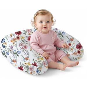 Little Grape Land Nursing Pillow,Upgraded Breast Feeding Pillow for Mom,Breastfeeding & Bottle Feeding for 016 Months, Soft Machine Washable Cover with Firm Filling,Spring Flower