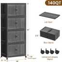 SAILUN 35Gal/140Qt Stackable Storage Bins Folding Collapsible Storage Bins with Lid, Closet Organizers and Storage Box with Door Black 18" W x 11" D x 41" H